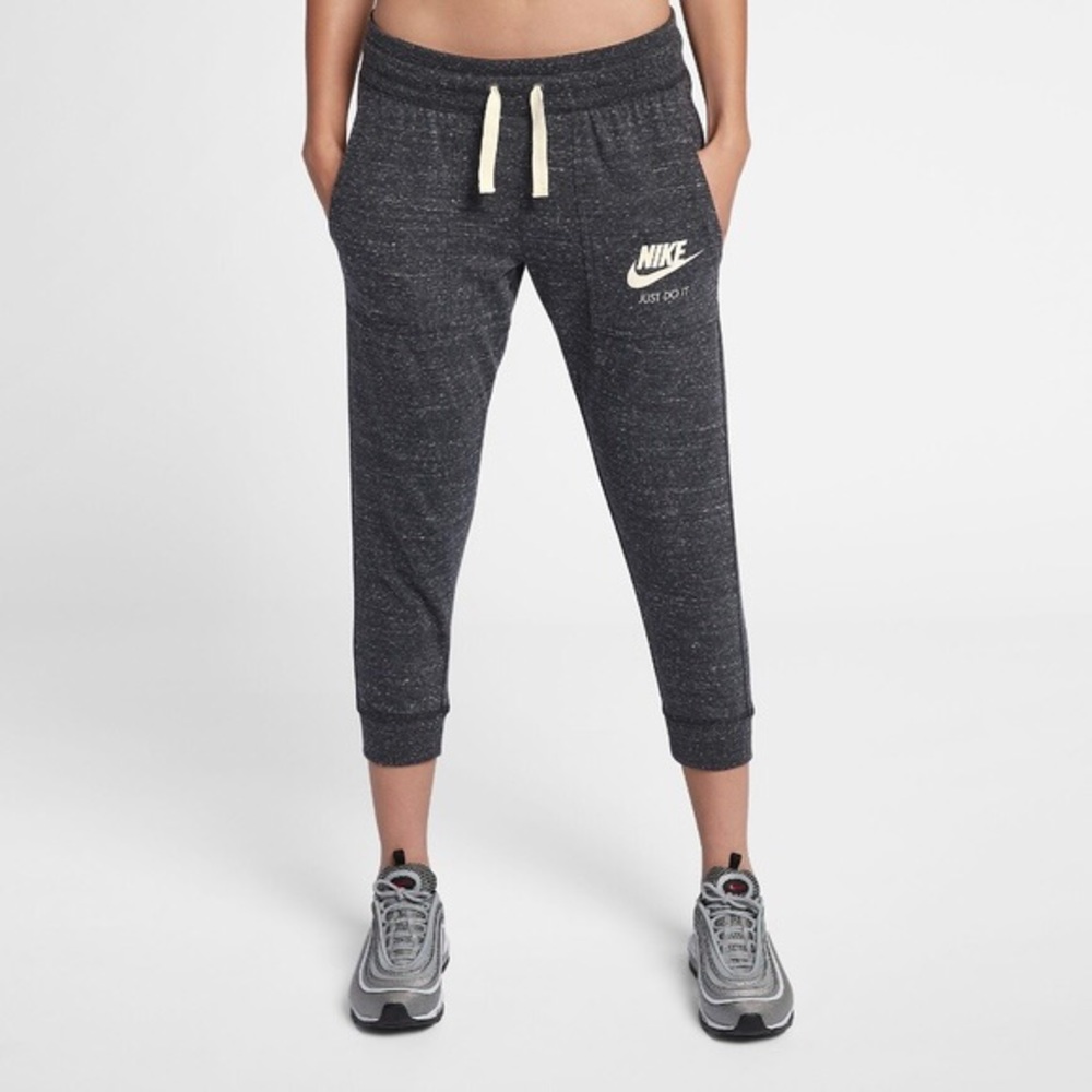 Gray cropped Nike joggers